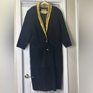 Black Suede Jacket with Gold Accents